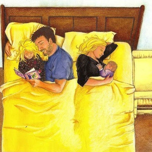 Рисунок спящей семьи. Мама и папа спят рисунок. Жена укладывает мужу спать